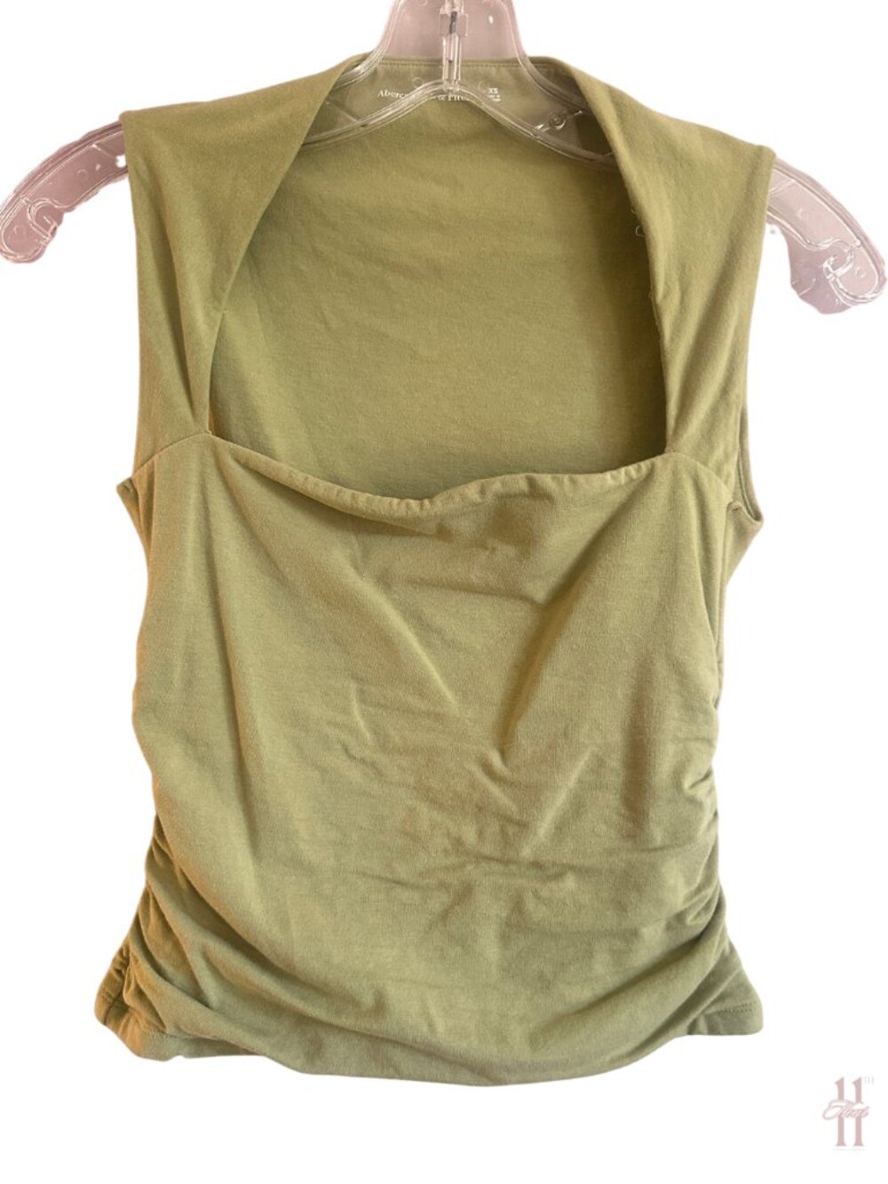 Abercrombie & Fitch Green Sleeveless Ruched Top - Misses XS